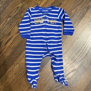 Blue and White Striped "Little Brother" Baby Onesie 6-9mo
